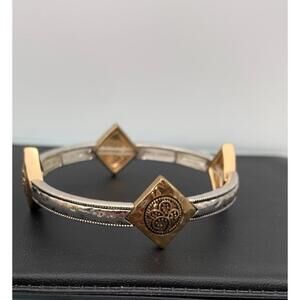 Hammered Gold And Silver Tone Boho Stretch Bracelet